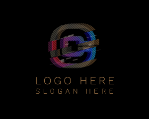 Vhs - Gradient Glitch Letter C logo design