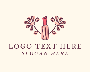 Beauty Vlogger - Flower Beauty Lipstick logo design