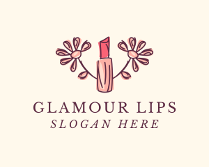 Lipstick - Flower Beauty Lipstick logo design