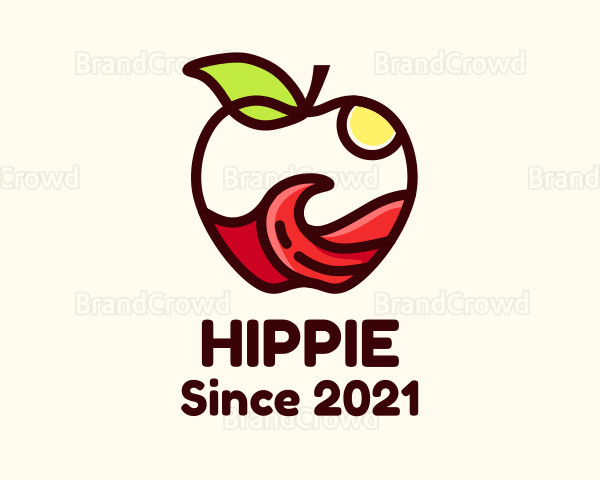 Wave Apple Fruit Logo