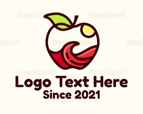 Wave Apple Fruit Logo