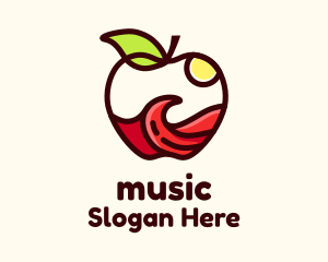 Wave Apple Fruit Logo