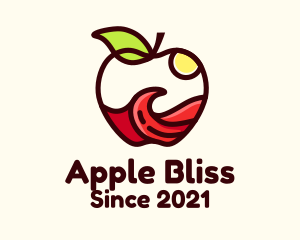 Wave Apple Fruit logo design