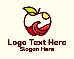 Wave Apple Fruit Logo