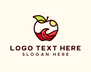 Juicy - Wave Apple Fruit logo design