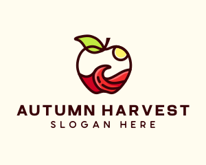 Wave Apple Fruit logo design