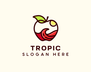 Wave Apple Fruit logo design