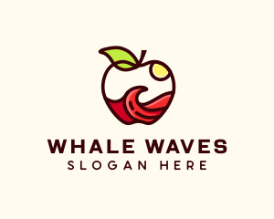 Wave Apple Fruit logo design