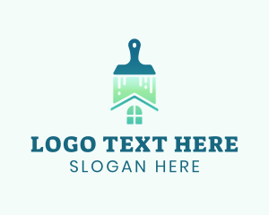 Roof - House Clean Brush logo design