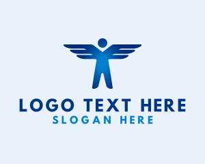 Airplane - Human Fly Wings logo design