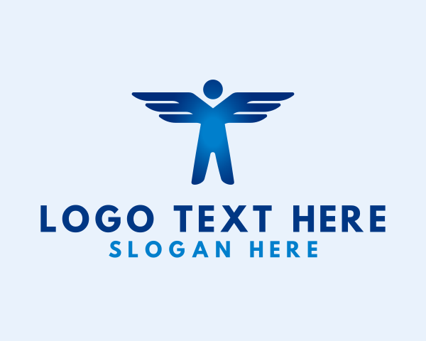 Plane - Human Fly Wings logo design