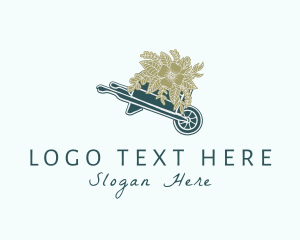 Flower Wheelbarrow Garden Logo