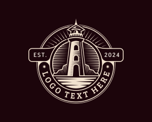 Seashore - Tower Lighthouse Beacon logo design