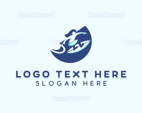 Female Surfer Surfboard Logo