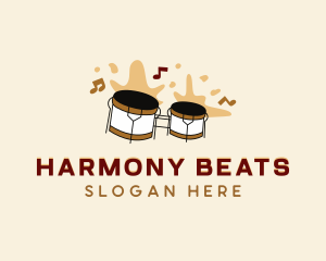 Drummer - Bongo Drum Musical Instrument logo design
