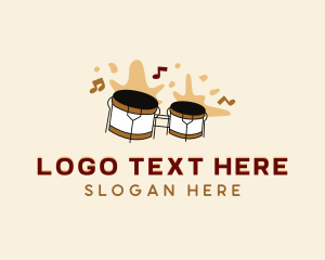 Music Festival - Bongo Drum Musical Instrument logo design