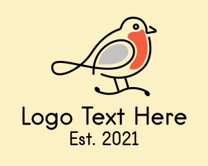 Tit Bird - Perched Wild Robin logo design