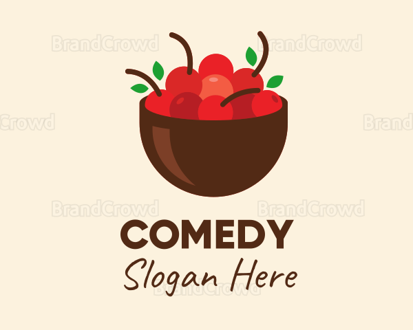 Fruit Red Cherry Bowl Logo