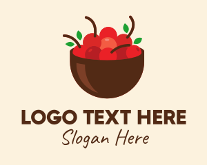 Agriculture - Fruit Red Cherry Bowl logo design