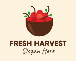 Produce - Fruit Red Cherry Bowl logo design