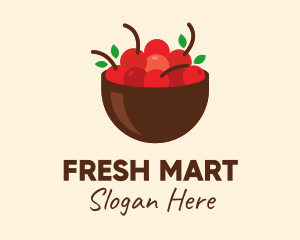 Supermarket - Fruit Red Cherry Bowl logo design