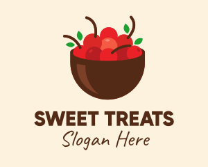 Fruit Red Cherry Bowl logo design