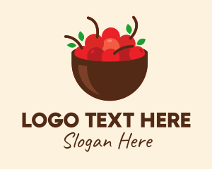 Fruit Red Cherry Bowl Logo