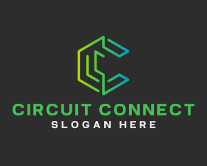 Circuit - Circuit Hexagon Letter C logo design