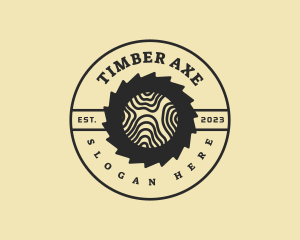 Wooden Log Carpentry Saw logo design