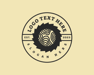 Wooden Log Carpentry Saw Logo