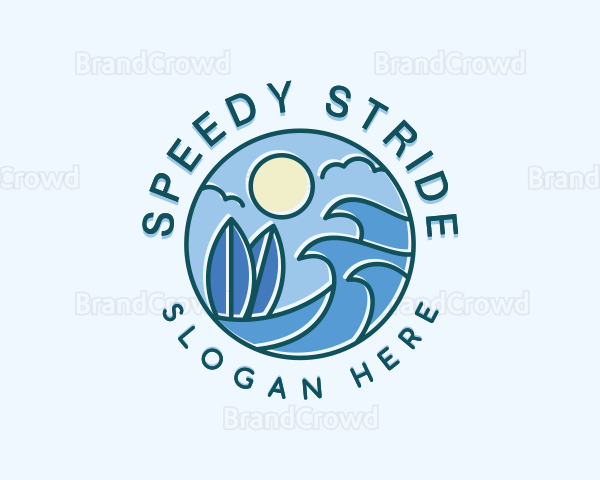 Surfing Ocean Waves Logo