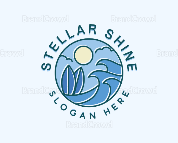 Surfing Ocean Waves Logo