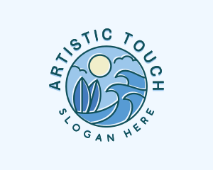 Surfing Ocean Waves Logo