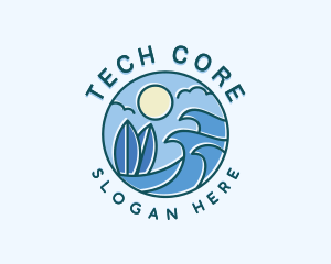 Surfing Ocean Waves Logo