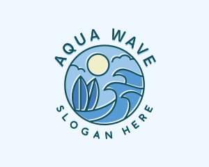 Surfing Ocean Waves logo design