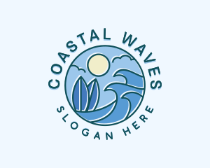 Surfing Ocean Waves logo design