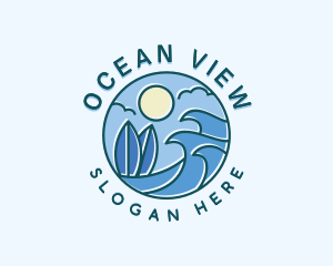 Surfing Ocean Waves logo design