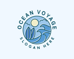 Surfing Ocean Waves logo design