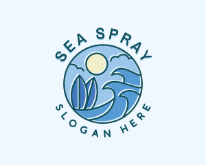 Surfing Ocean Waves logo design