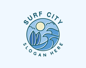 Surfing Ocean Waves logo design