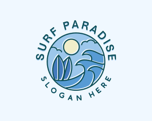 Surfing Ocean Waves logo design