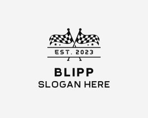 Gokart - Pit Stop Racing Flag logo design