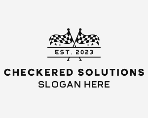 Checkered - Pit Stop Racing Flag logo design