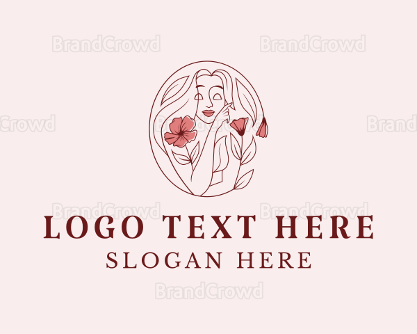 Elegant Floral Woman Face Logo