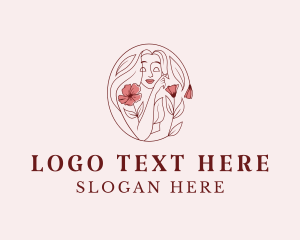 Face - Elegant Floral Woman Face logo design