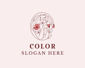 Perfume - Elegant Floral Woman Face logo design