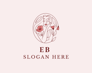 Elegant Floral Woman Face logo design