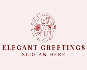 Elegant Floral Woman Face logo design