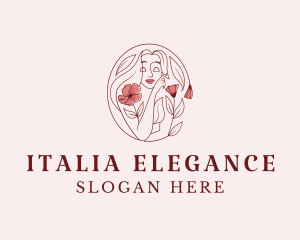 Elegant Floral Woman Face logo design