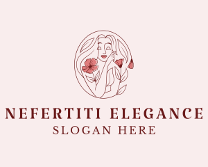 Elegant Floral Woman Face logo design